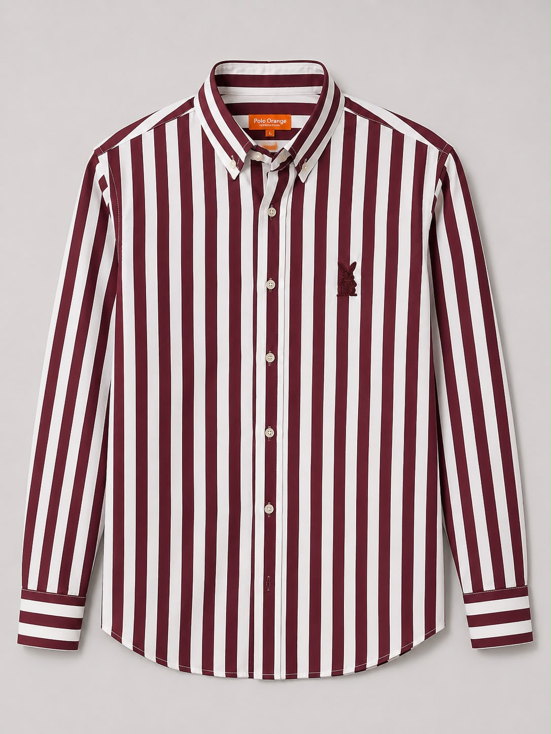 CAMISA HOMBRE RAYA GRUESA VINO TINTO ALGODON