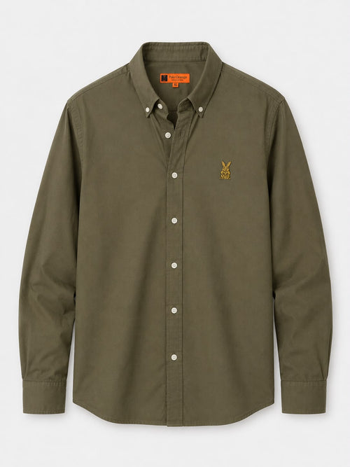 CAMISA HOMBRE  VERDE MILITAR ALGODON