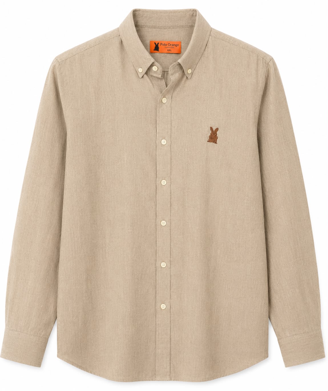 Camisa Hombre Manga Larga Beige en Lino