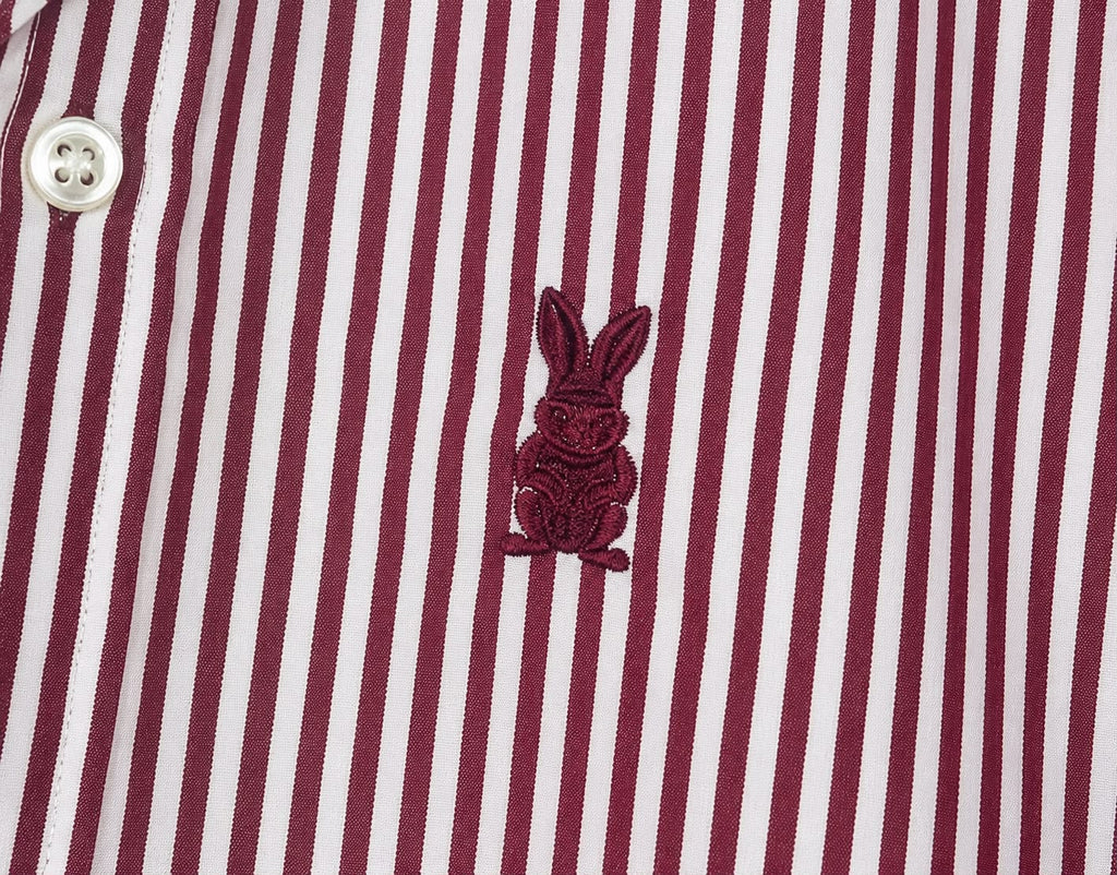 CAMISA HOMBRE RAYA DELGADA VINO TINTO ALGODON