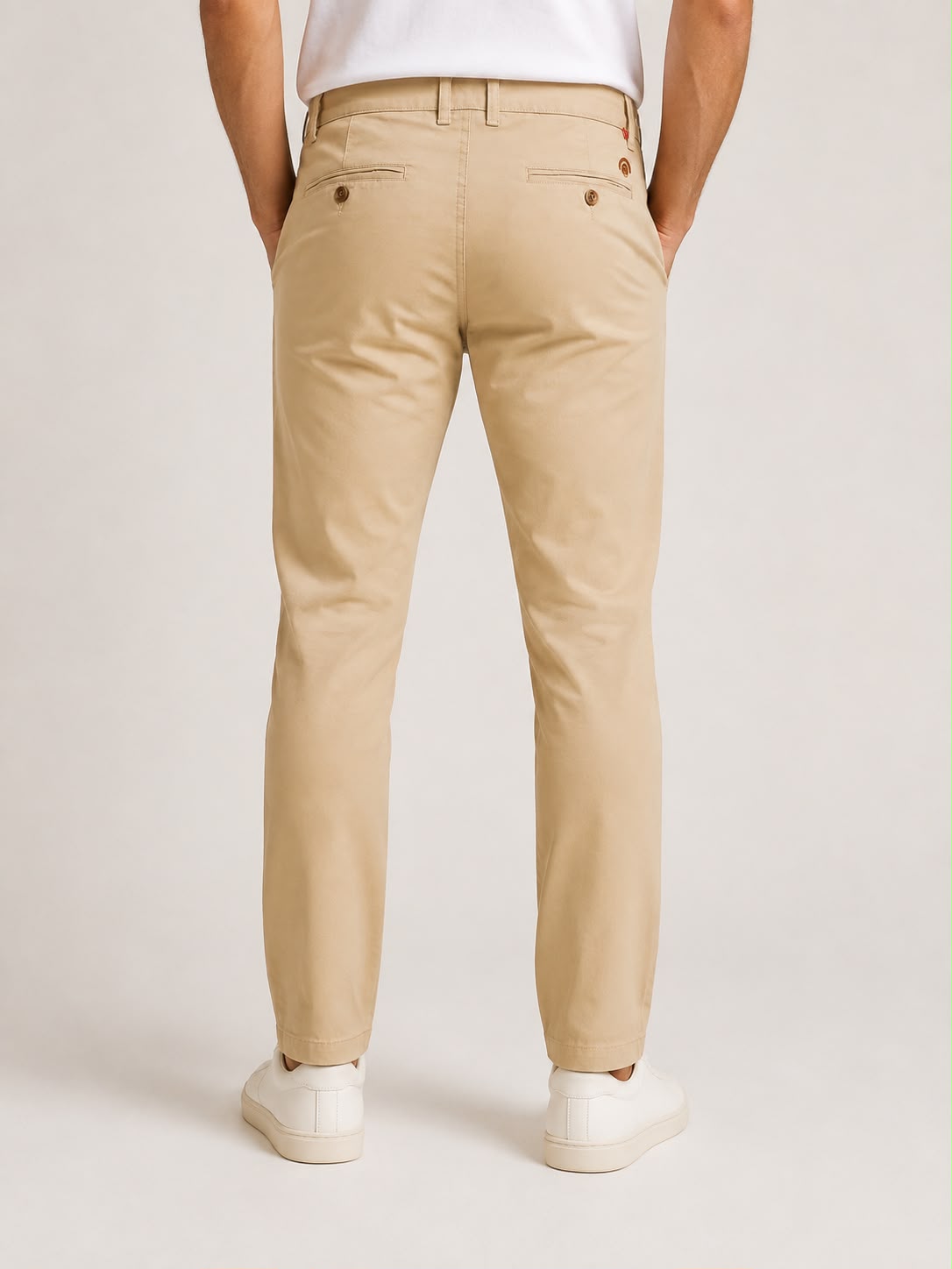 Dril Hombre Caqui Claro Slim Fit Tiro Medio