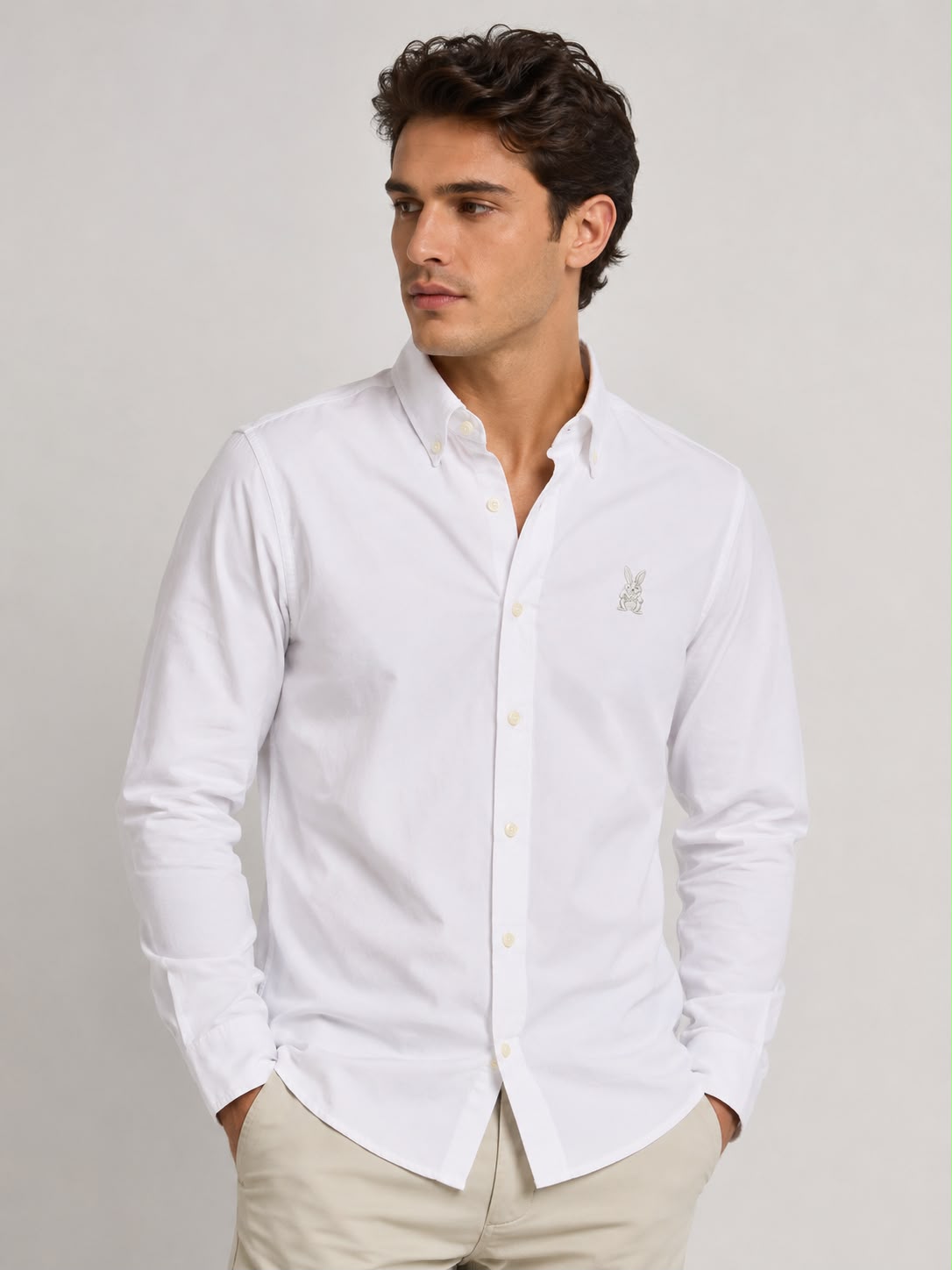 CAMISA HOMBRE BLANCO ÓPTICO EN ALGODÓN