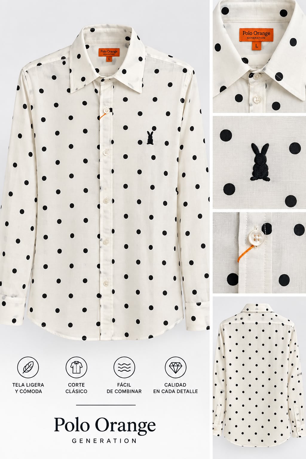 Camisa Mujer Estampado Pepas en Lino – Corte Clásico