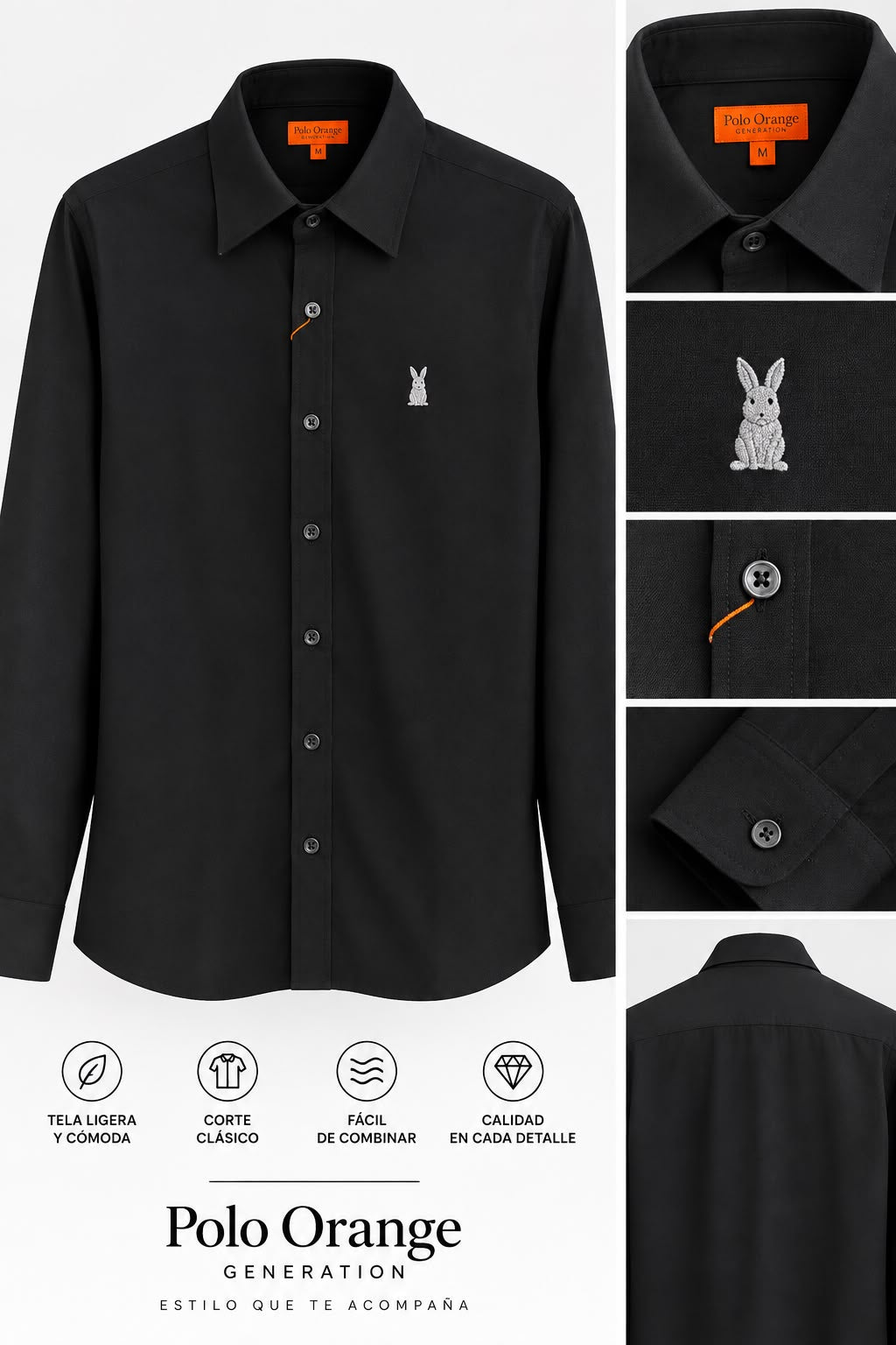 Camisa Mujer Negra en Viscosa – Corte Clásico