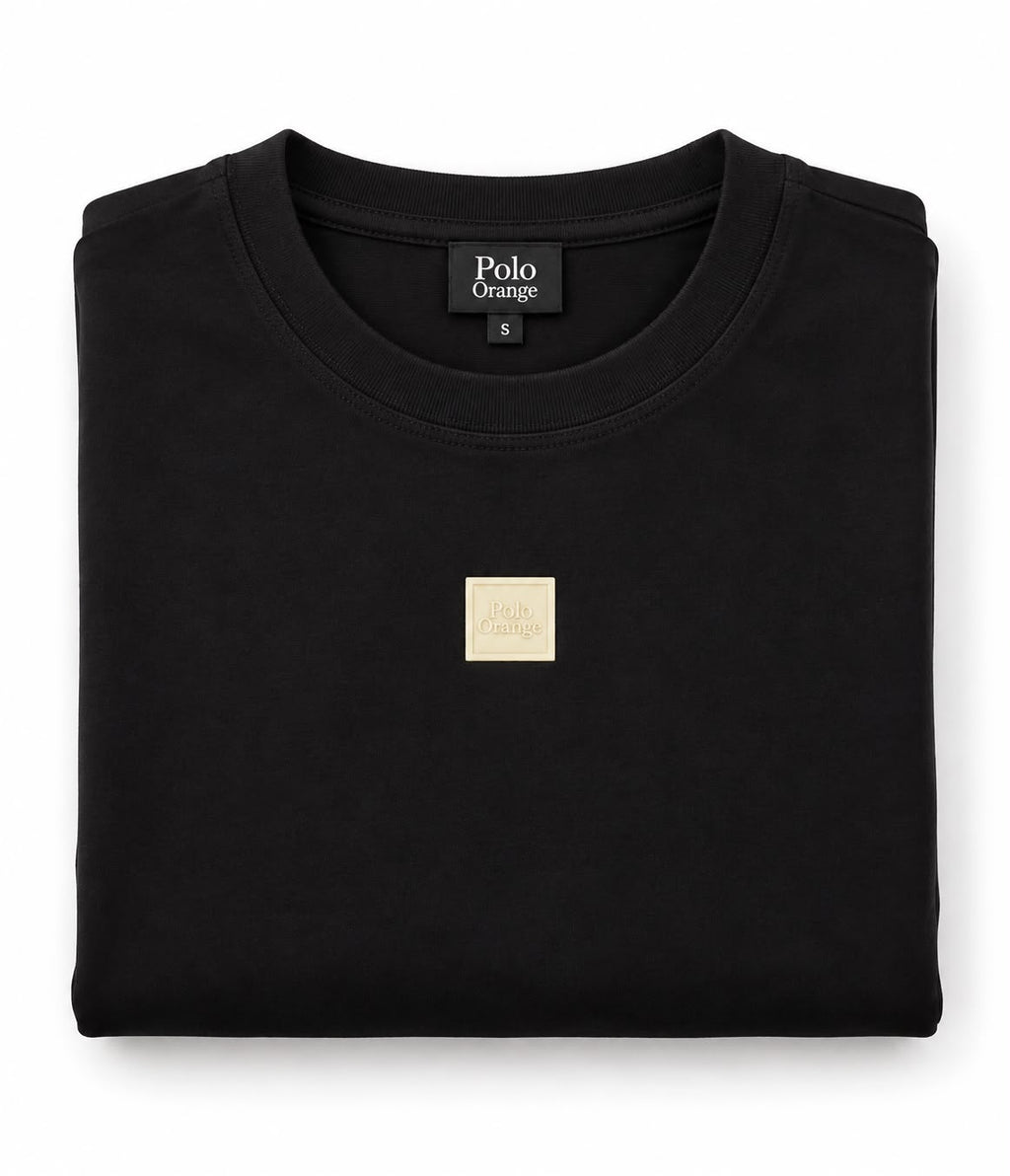 Camiseta para Mujer Negra en Algodón con Logo en Rubber