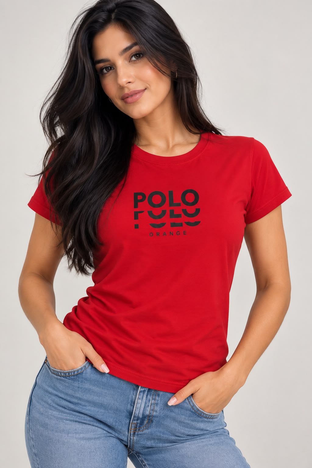 Camiseta Mujer Roja Escarlata Algodón