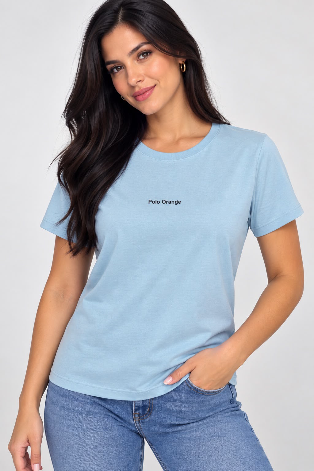 Camiseta Mujer Azul Pastel Algodón