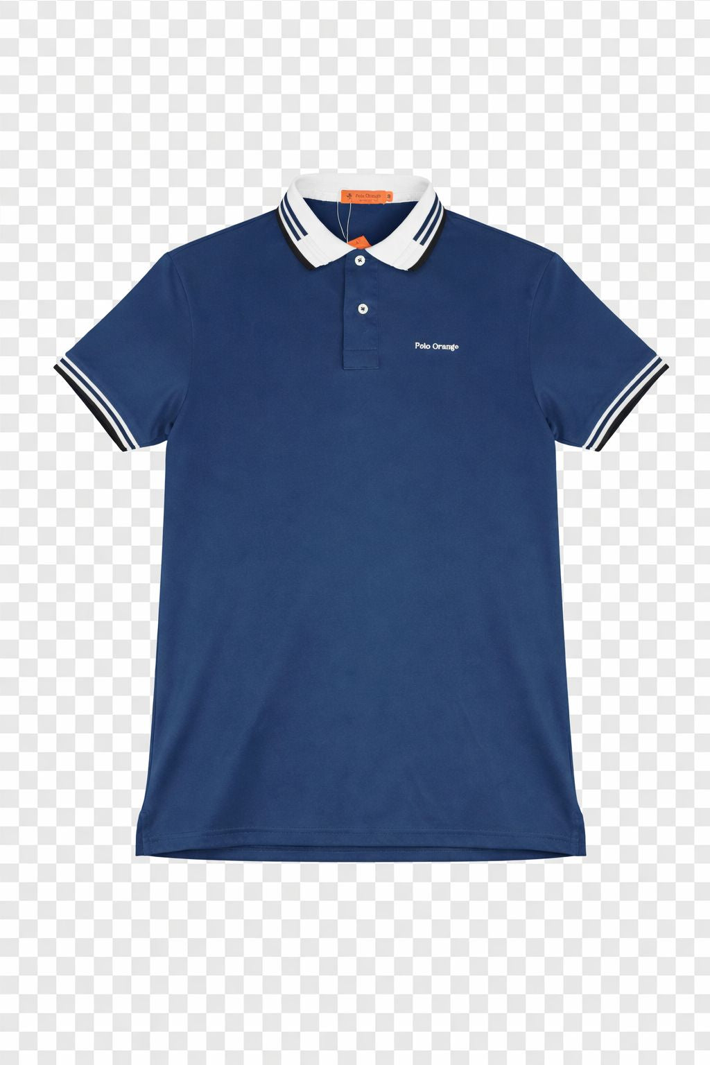 Polo Hombre Azul Rey Cuello Combinado Algodón Premium