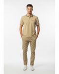 Polo Hombre Café Claro Diseño en Mangas y Cuello Algodón Pima Peruano
