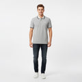 Polo Hombre Gris Claro Diseño en Cuello y Mangas Algodón Premium