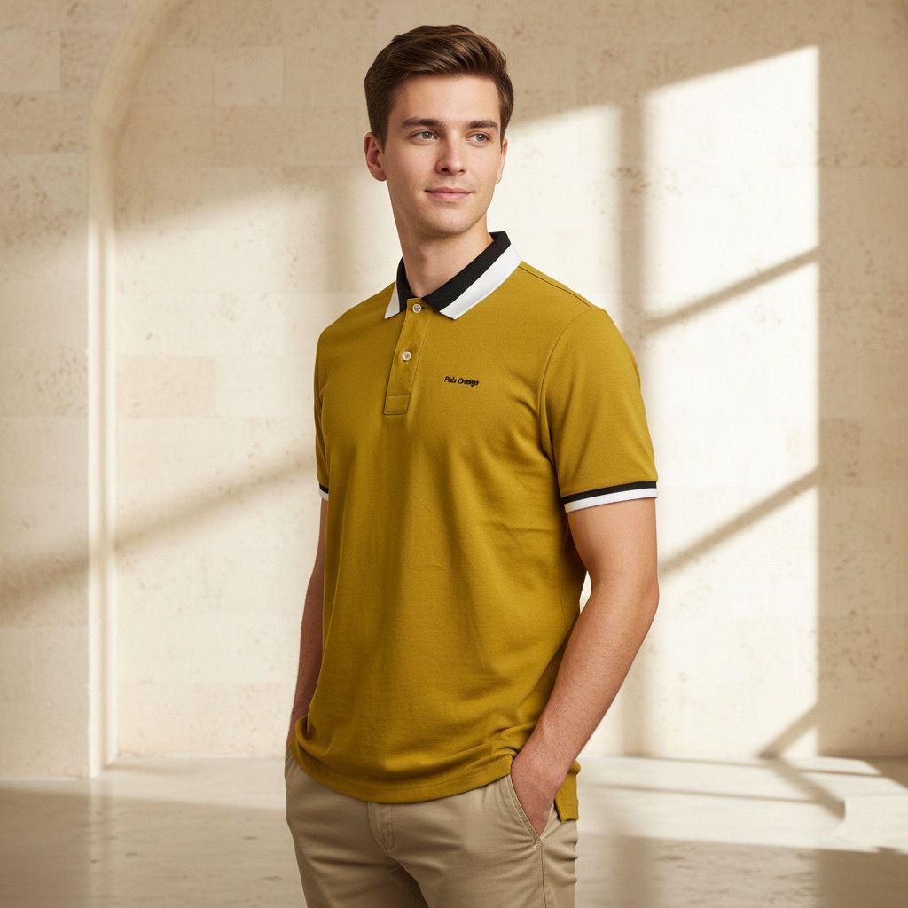 Polo Hombre Mostaza Medio Algodón Pima Peruano