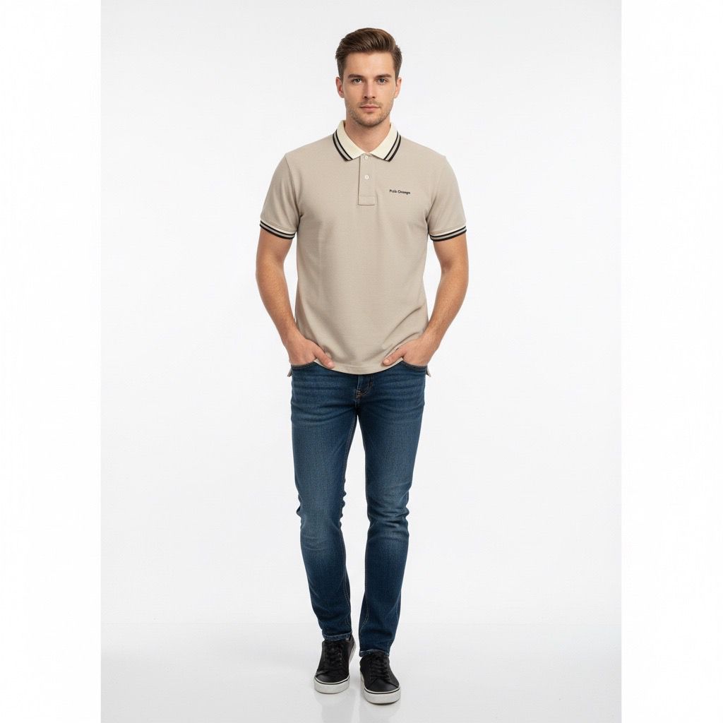 Polo Hombre Gris Medio Algodón Premium
