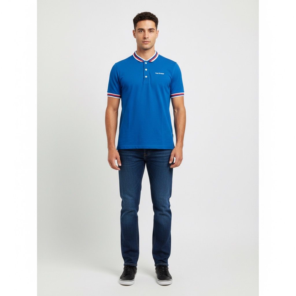 Polo Hombre Harley Azul Rey Cuello Combinado Algodón Pima Peruano