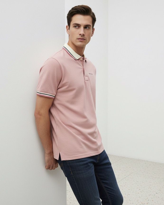 Polo Hombre Lila Claro Cuello Bordado Algodón Premium