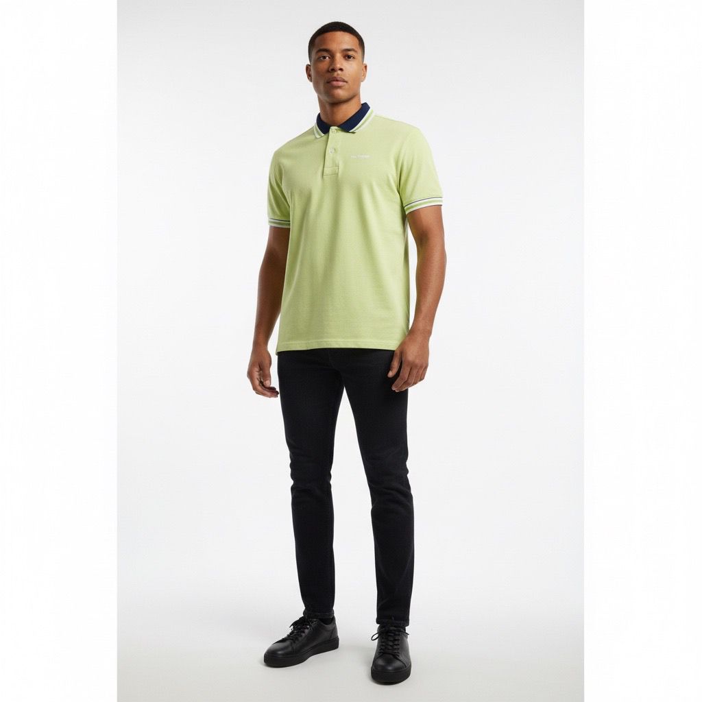 Polo Hombre Verde Manzana Cuello Diseñado Algodón Pima Peruano