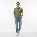 Polo Hombre Verde Oliva Cuello Combinado Algodón Pima Peruano