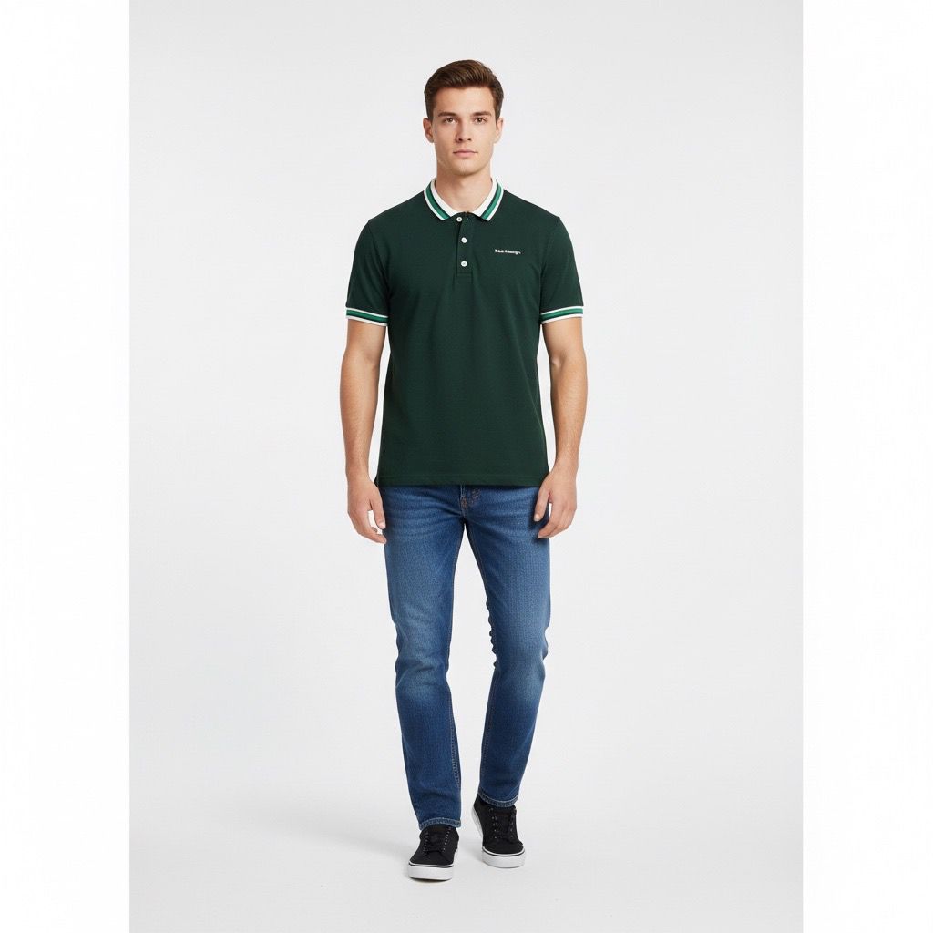 Polo Hombre Verde Pino Harley Algodón Jersey