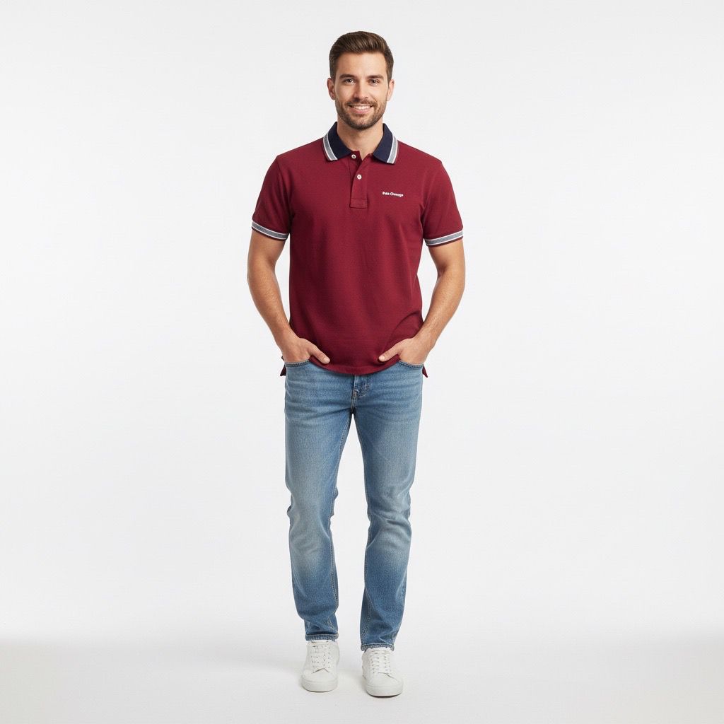 Polo Hombre Vinotinto Cuello Diseñado para Combinación Perfecta Algodón Pima Peruano